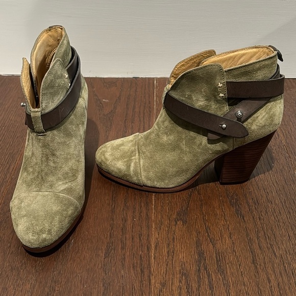 Rag & Bone Women’s Olive Green And Brown Suede Harrow Boots Size 38/8 - Picture 1 of 6